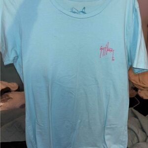 Guy Harvey Sky Blue Tee with Pink Logo